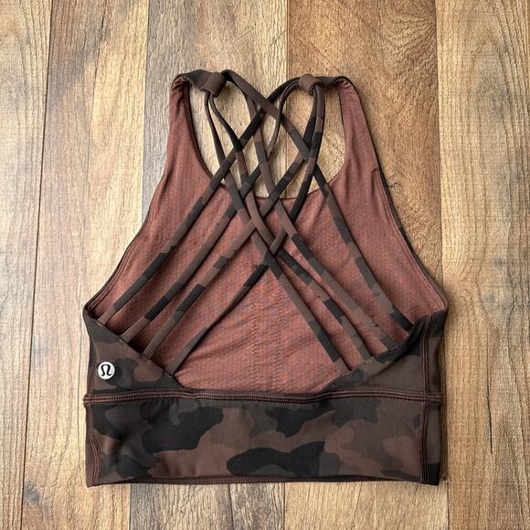 Lululemon Free To Be Serene Sports Bra Women's Size 4 Brown Camouflage 6051 - Picture 2 of 7